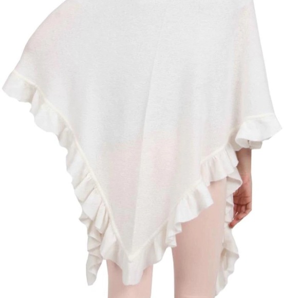 Minni Rose Ruffle White Triangle Shawl 